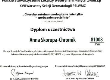 Dyplom uczestnictwa - Choroby autoimmunologiczne i nie tylko - spojrzenie praktyczne 